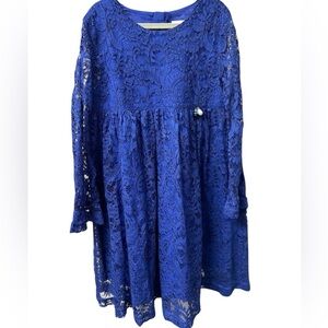 Elegant Blue Lace Bonny Billy Kids A-Line Long Sleeve Dress size 5/6 120
